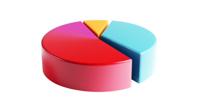 3D pie chart icon transparent background