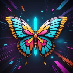 AI-Generated Digital Artwork Beautiful Butterfly With Flowers 