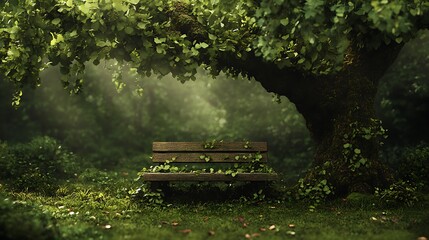 a secluded bench in a lush garden