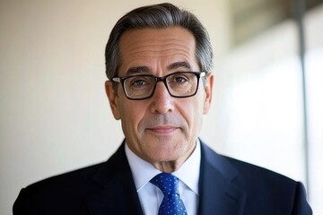 Mature caucasian male professional in suit and glasses