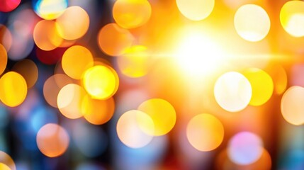 Obraz premium Glowing bokeh lights in warm tones creating a vibrant abstract pattern