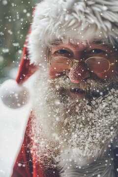 A festive face with Santa hat and glasses, perfect for holiday themes