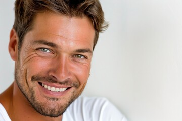 Obraz premium Close-up portrait of a happy individual with a warm smile