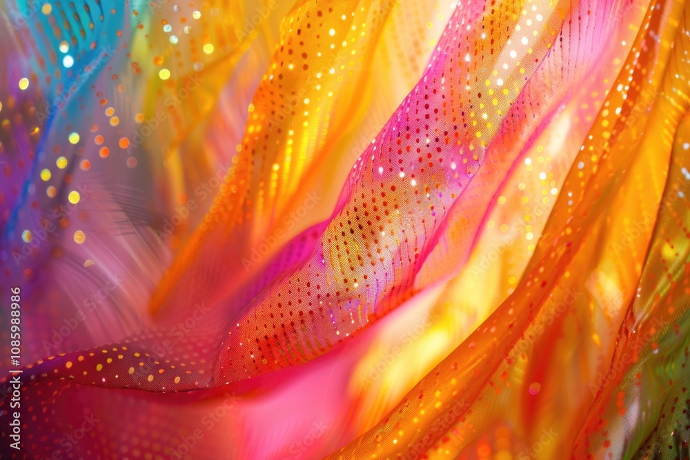 Aufkleber A detailed view of a vibrant fabric with multiple colors and textures