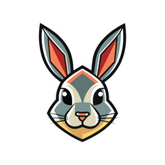 Rabbit head color icon graphic isolated sketch illustration on white background.
