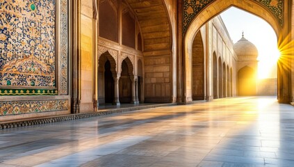 Obraz premium A Traditional Indian Palace with Intricate Architecture Featuring Vibrant Colors and Ornate Patterns