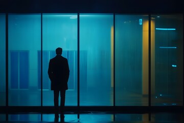 Melancholic Blue Monday visuals with contrasting vibrant elements symbolizing introspection and hope, featuring solitude, muted colors, and urban backdrops for emotional impact