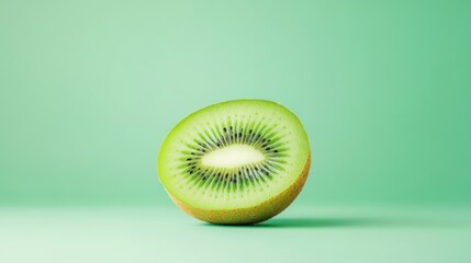 Freshly Sliced Kiwi with Vibrant Green Texture
