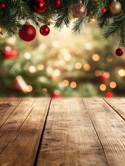 christmas tree on wooden background