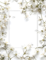 flower background template, empty white space for text in the center, with simple clean square frame