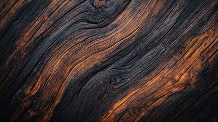 Fototapeta premium Brown wood table background with lots of contrast, showcasing a textured and warm surface.