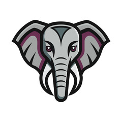 Elephant head color vector icon on isolated vector icon illustration on white background.