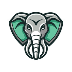 Elephant head color vector icon on isolated vector icon illustration on white background.	