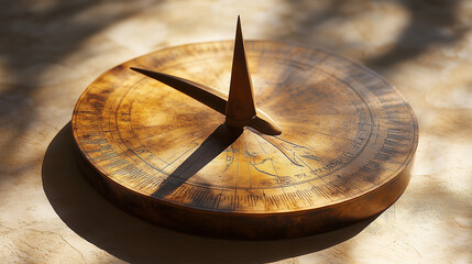 Fototapeta premium Mistyczny zegar słoneczny rzuca cień wskazujący godziny, które jeszcze nie nadeszły.