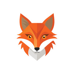 Obraz premium Cute single fox head color vector design , fox logo with white background.