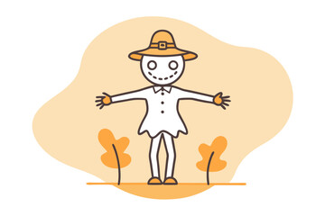 Minimalist  Line Halloween Scarecrow Icon Vector Design