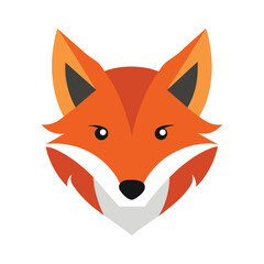 Cute single fox head color vector design , fox logo with white background.