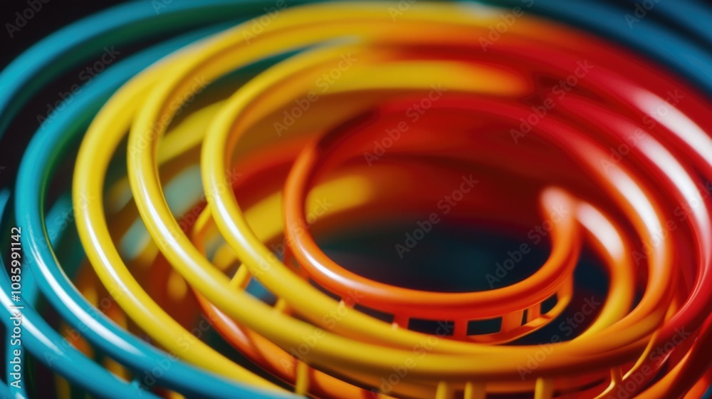 Poster a detailed view of multiple colored rings stacked together