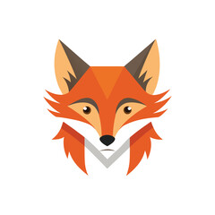 Cute single fox head color vector design , fox logo with white background.
