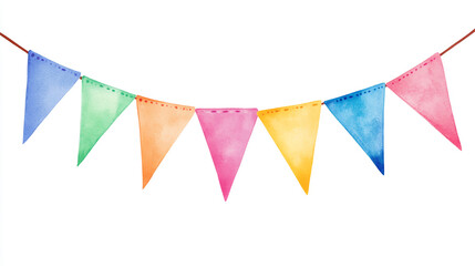 multi-colored holiday flags on a white background