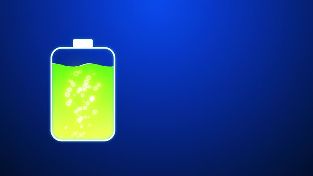 Battery Charging Animation &ndash; From Empty to Full Charge with Colorful Levels and Rising Bubbles