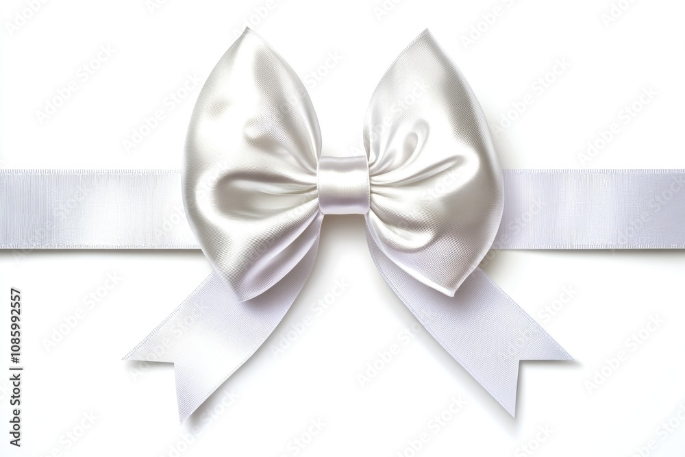 Poster a simple yet elegant accessory, a white bow tied to a white ribbon, perfect for various occasions an