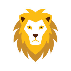Lion color head vector silhouette  graphic isolated sketch illustration on white background.	
