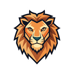 Lion color head vector silhouette  graphic isolated sketch illustration on white background.	