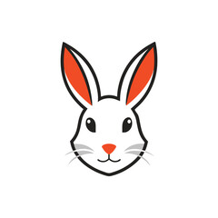 Rabbit head color icon  graphic isolated sketch illustration on white background.	