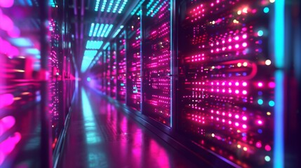 Fototapeta premium Backup Mining Hosting Mainframes in Computer Racks