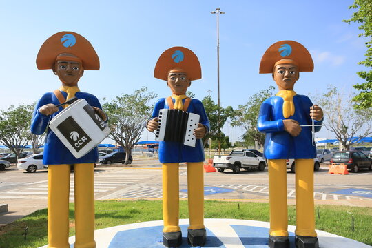 Petrolina, Pernambuca, Brazil - November 14, 2024: Trio Nordestino monument seen in the city of Pedtrolina.