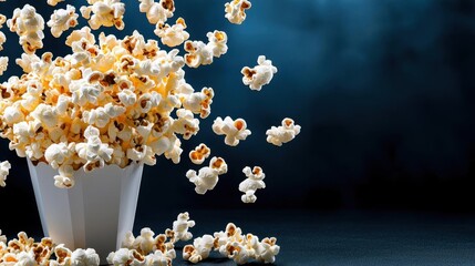 A photostock of freshly popped popcorn scattered in an airy pattern on isolated on transparent PNG background, High Quality.