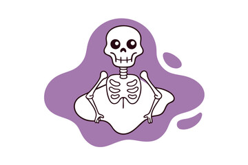 Obraz premium Minimalist Line Art Vector Illustration of a Halloween Skeleton Icon