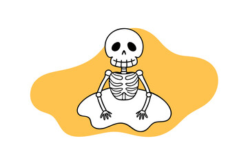 Minimalist Line Art Vector Illustration of a Halloween Skeleton Icon