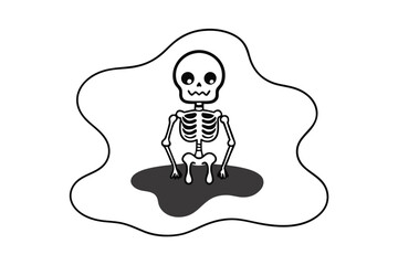 Minimalist Line Art Vector Illustration of a Halloween Skeleton Icon