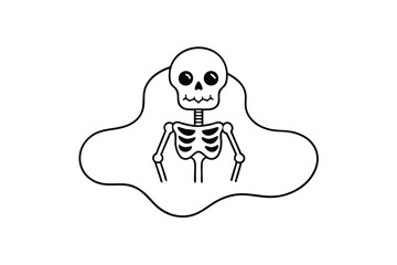 Minimalist Line Art Vector Illustration of a Halloween Skeleton Icon