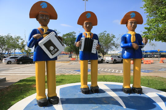 Petrolina, Pernambuca, Brazil - November 14, 2024: Trio Nordestino monument seen in the city of Pedtrolina.