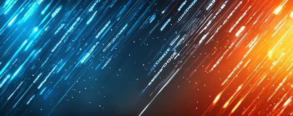 Red and Blue Binary Code Background: Data Security Concept with Digital Numbers on the Screen