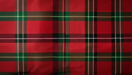 Red, green, and brown plaid fabric texture.