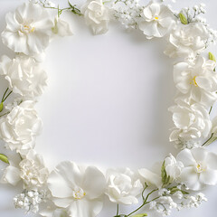 a frame of white realistic flowers that can be used around a wedding picture