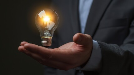 Innovative idea in a businessman s hand
