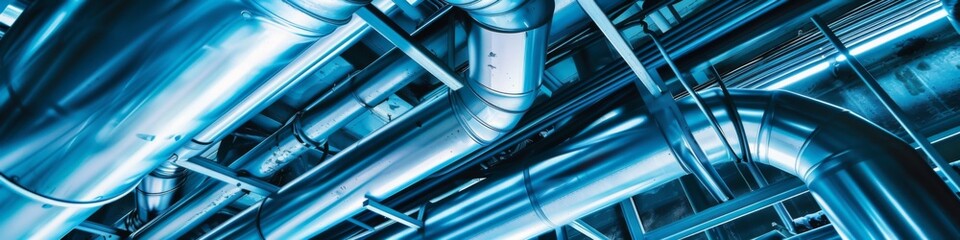 Obraz premium Abstract Industry Equipment Background: Industrial Steel Pipes