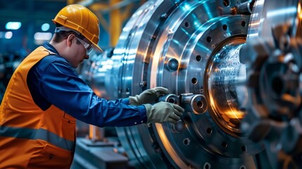 Engineer Performing Machinery Inspection in Industrial Setting