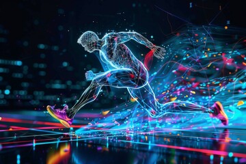 Digital Sports: Double Exposure of Male Runner for Fitness Training