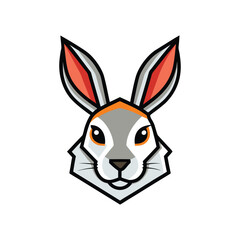 Rabbit head color icon  graphic isolated sketch illustration on white background.	