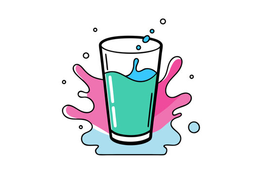 Refreshing Vector Illustration of a Water Glass with Splash Effect