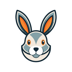 Rabbit head color icon  graphic isolated sketch illustration on white background.	