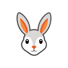 Rabbit head color icon  graphic isolated sketch illustration on white background.	
