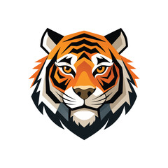 Color tiger head  logo vector icon illustration white background.