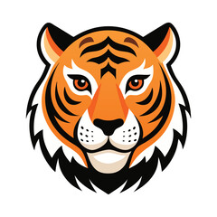 Color tiger head  logo vector icon illustration white background.